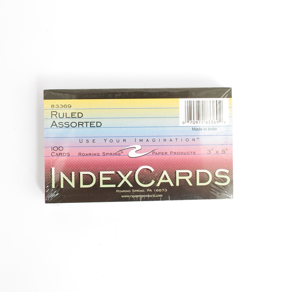 Roaring Spring, Index/Flash Cards, Art & School, 3"x5", Assorted, 5054